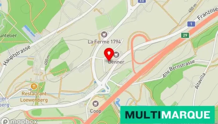 Karte von abp automobile - Bruno Probst AG Autohändler, Autowerkstatt, Lexus-Händler, Suzuki-Händler, Reifengeschäft, Toyota-Händler, Gebrauchtwagenhändler in Murten