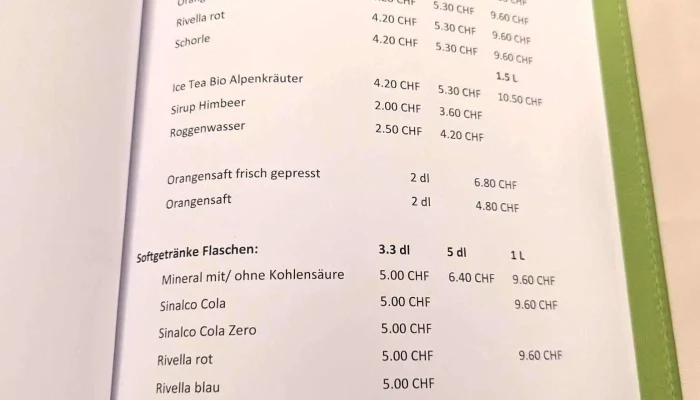 Bergrestaurant Roggen -  Speisekarte - Oensingen