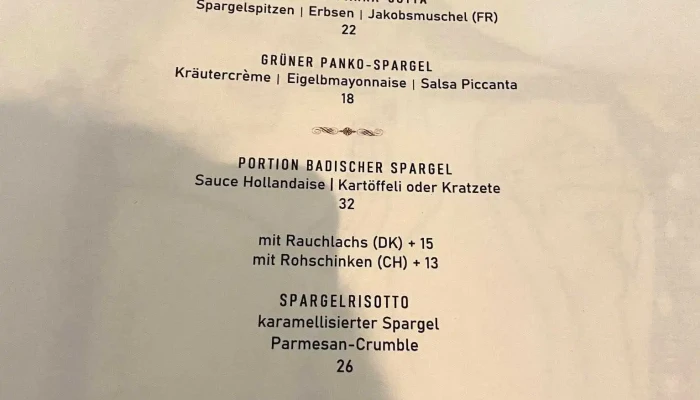 Bohemia Basel -  Speisekarte - Basel