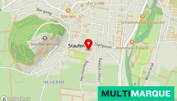 Karte von Carrosserie Nyffeler I Carrosserie und Lackierwerk Autowerkstatt, Kfz-Ausbeulservice, Autoglaswerkstatt in Staufen