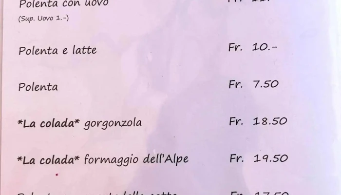 Grotto La Ginestra Da Ghilardi -  Speisekarte - Ronco Sopra Ascona