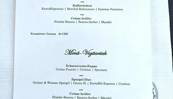 Restaurant Gasthof Baren Speisekarte - Schinznach-dorf