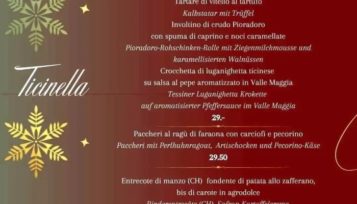 Restaurant Ticinella -  Speisekarte - Ascona