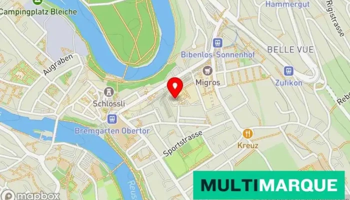 Karte von Sunnemärt Einkaufszentrum, Apotheke, Reisebüro in Bremgarten